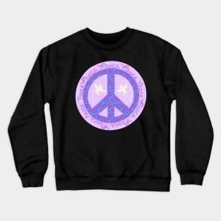 Peace Pink Blue Violet with Leaves and Doves Crewneck Sweatshirt